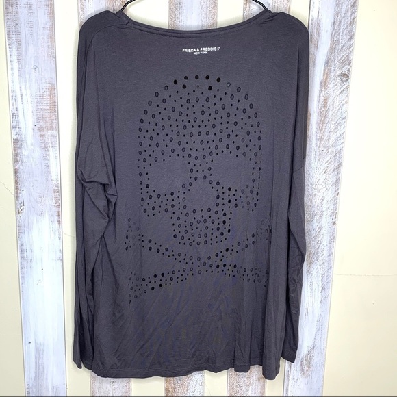 Frieda & Freddies Laser Cut Camo Skull Long Sleeve - Picture 2 of 10